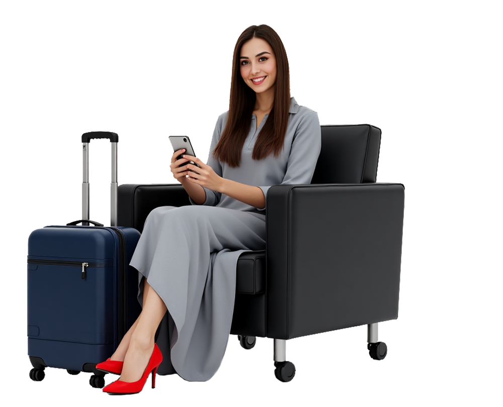 Person at Airport Lounge